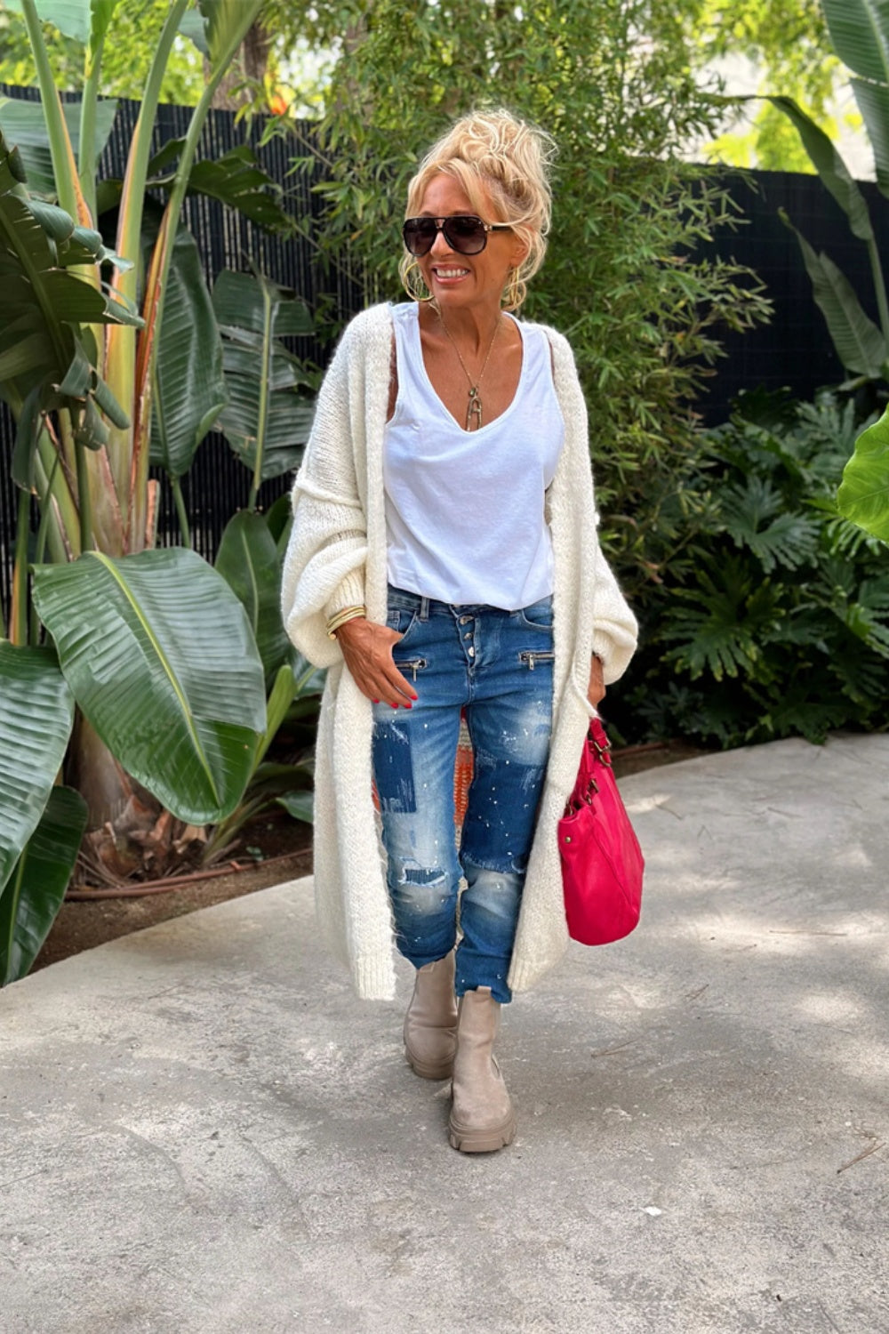 Lieblich - Übergroßer Strick-Langcardigan