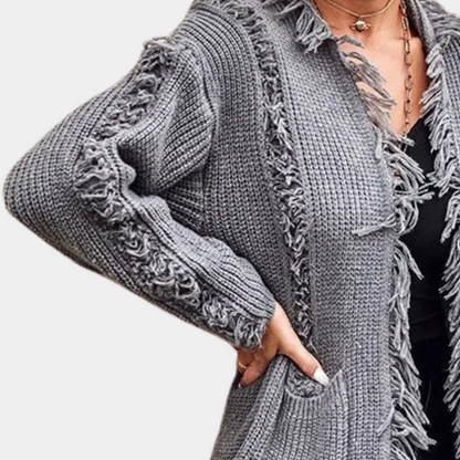 Raquela - Trendiger gestrickter langer Cardigan