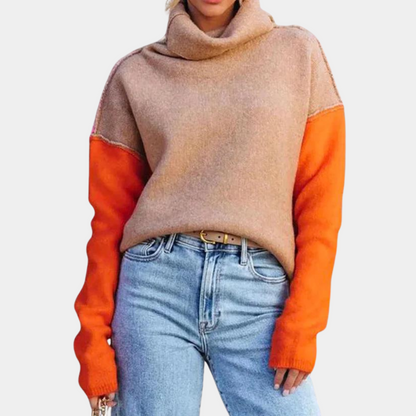Stylischer Colour Block Pullover für Frauen