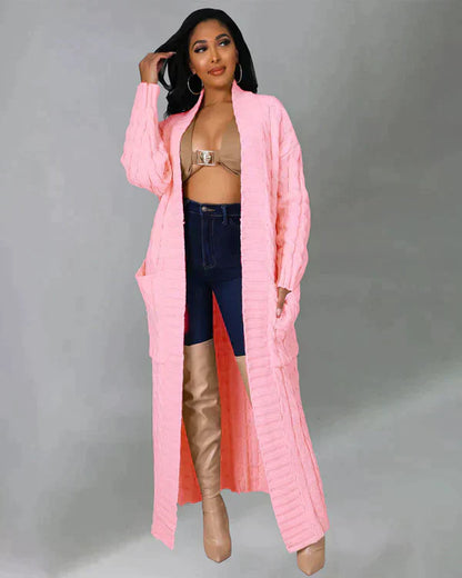 Theodora - V-Ausschnitt Langer Freizeitcardigan