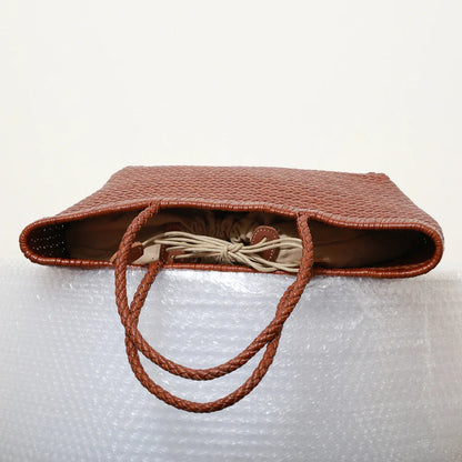 Echte Leder Schultertasche Weben Lässige Einkaufstasche