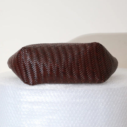 Echte Leder Schultertasche Weben Lässige Einkaufstasche