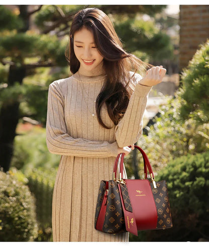 Luxuriöse Handtasche Mode Druck Große Kapazität Weiches Leder