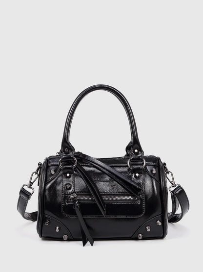 2025 Trendige Damen Schultertaschen. Design mit Leder-Nieten und Quasten