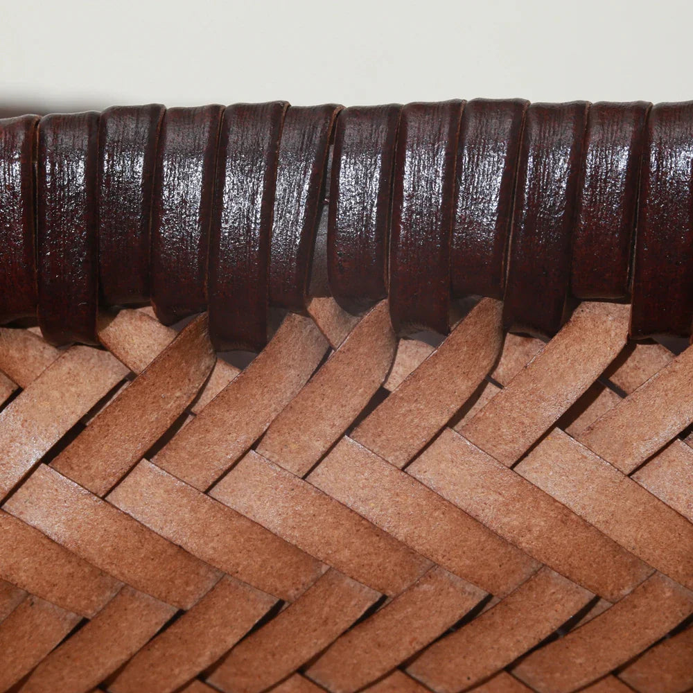 Echte Leder Schultertasche Weben Lässige Einkaufstasche