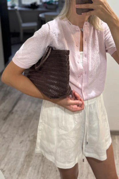 Echte Leder Schultertasche Weben Lässige Einkaufstasche