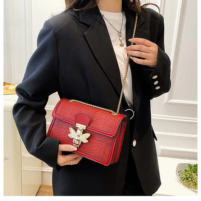 Luxuriöse Crooobody Handtasche. Bienenverschluss Tote Lässig Klappe. Krokodilprint Handtasche