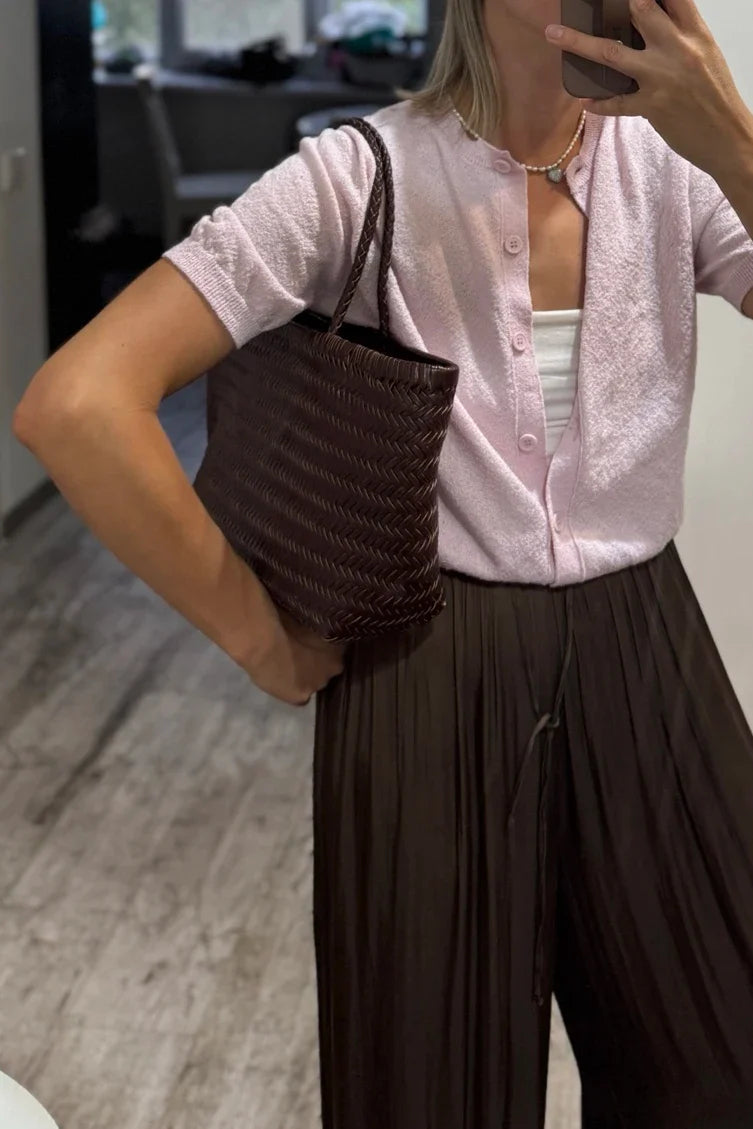 Echte Leder Schultertasche Weben Lässige Einkaufstasche