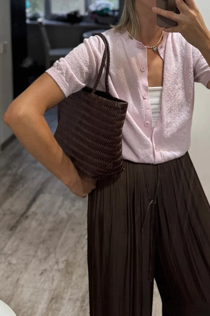 Echte Leder Schultertasche Weben Lässige Einkaufstasche