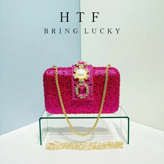 Crossbody Handtasche Kristalle Strass Abend mit Kette