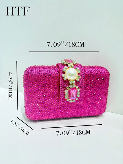 Crossbody Handtasche Kristalle Strass Abend mit Kette