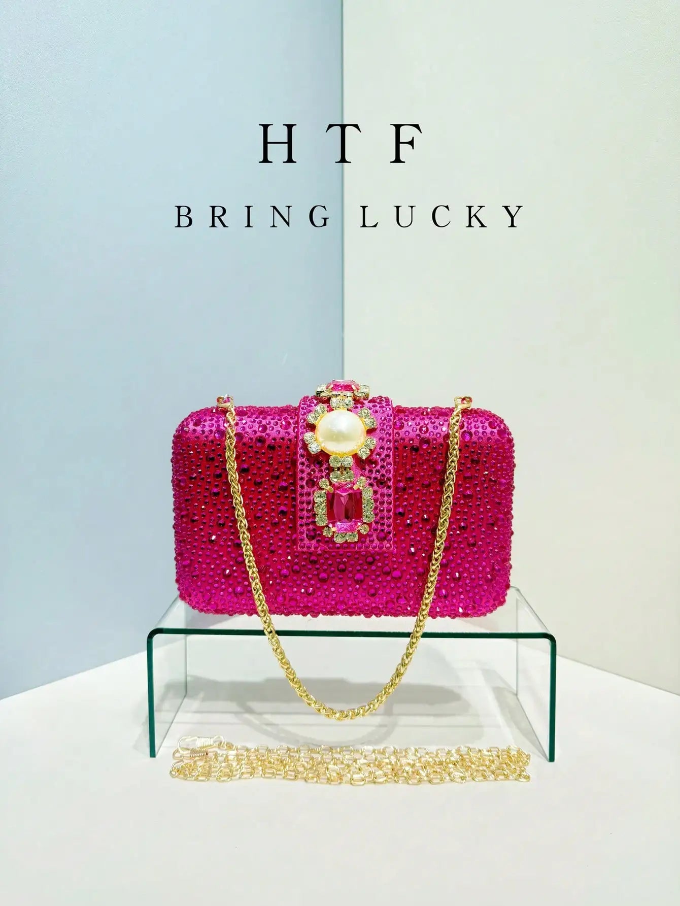 Crossbody Handtasche Kristalle Strass Abend mit Kette