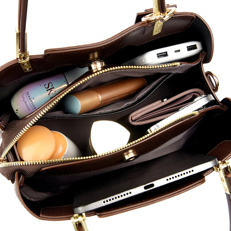 Luxuriöse Handtasche Mode Druck Große Kapazität Weiches Leder