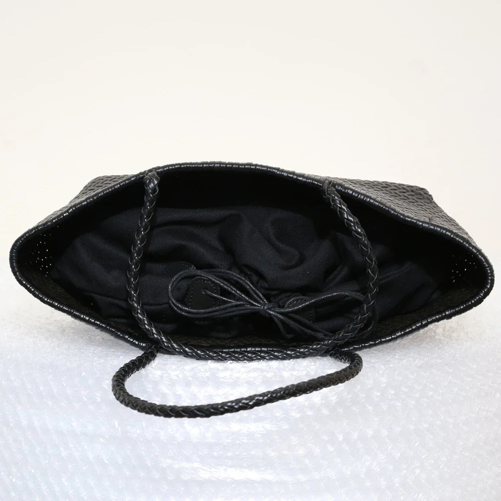 Echte Leder Schultertasche Weben Lässige Einkaufstasche