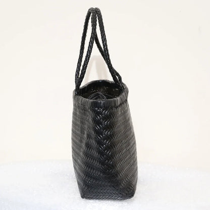 Echte Leder Schultertasche Weben Lässige Einkaufstasche