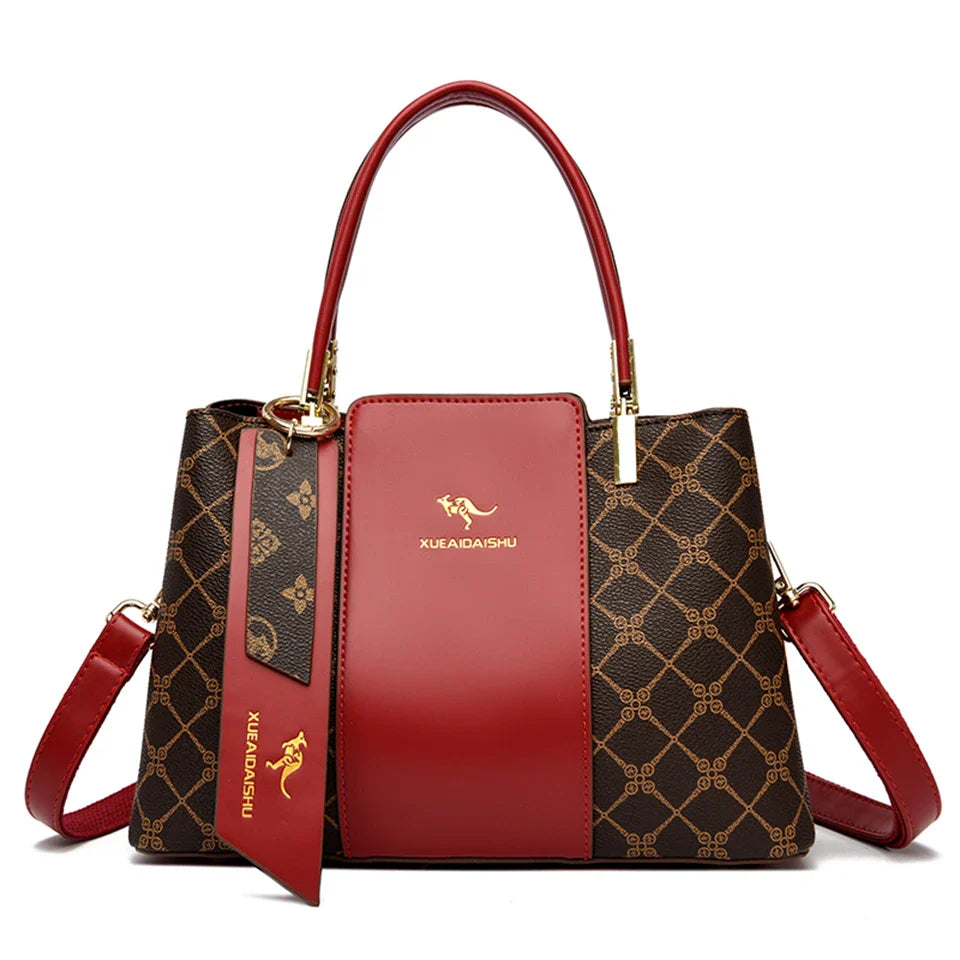 Luxuriöse Handtasche Mode Druck Große Kapazität Weiches Leder