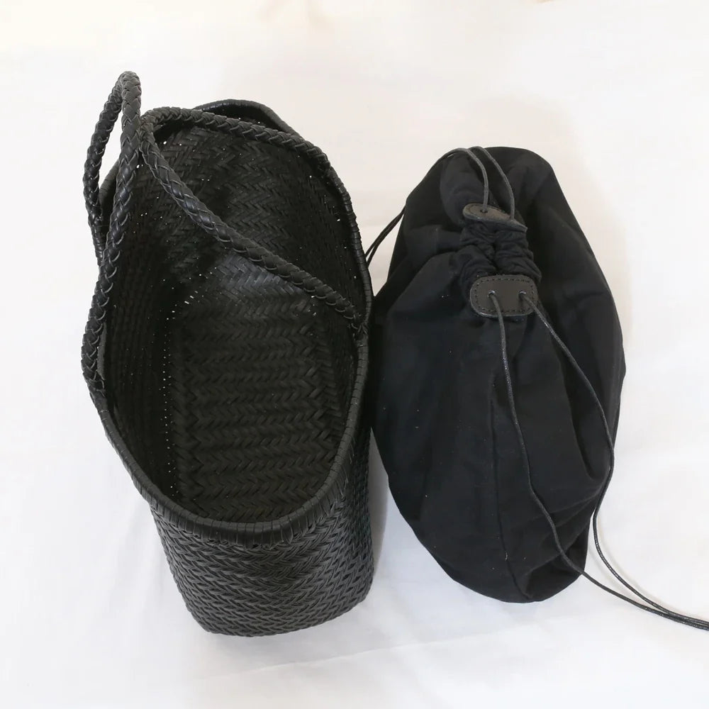 Echte Leder Schultertasche Weben Lässige Einkaufstasche