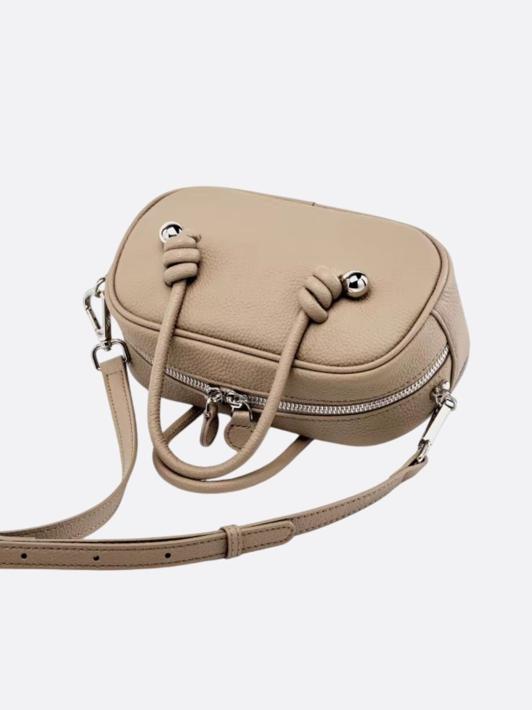 Rechteckige Handtasche aus echtem Leder für Frauen